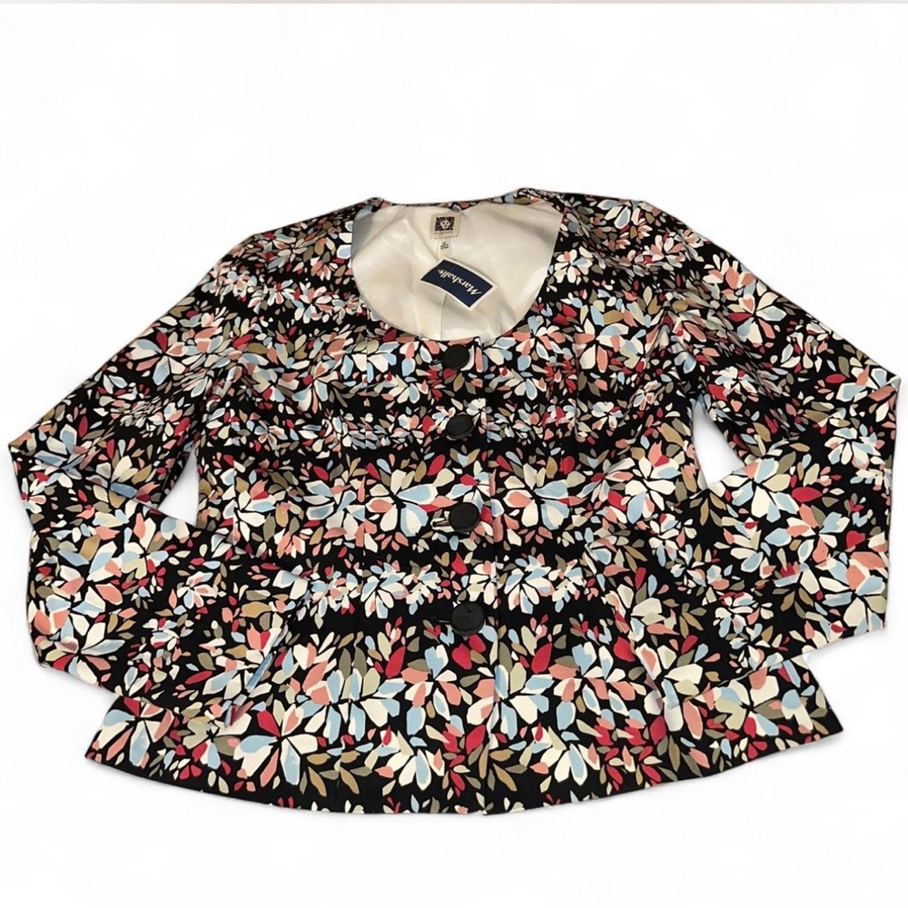 Anne Klein Black Multicolor Floral Blazer Size 12 - NWT